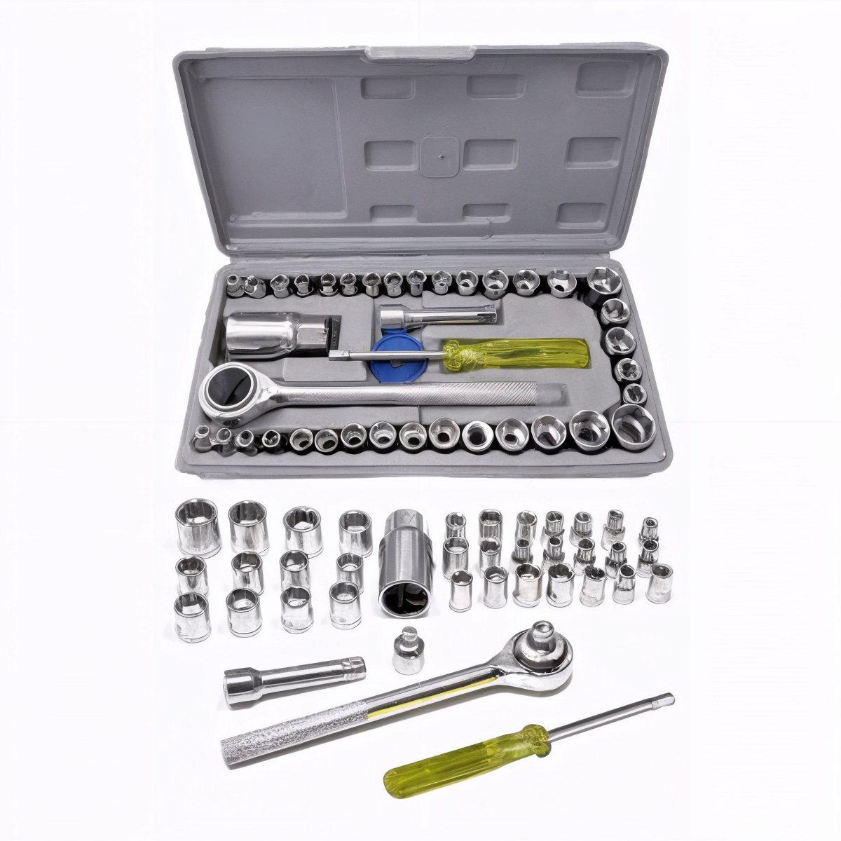 Kit Ferramentas Soquete 40 Peças Catraca Aço Cromo
