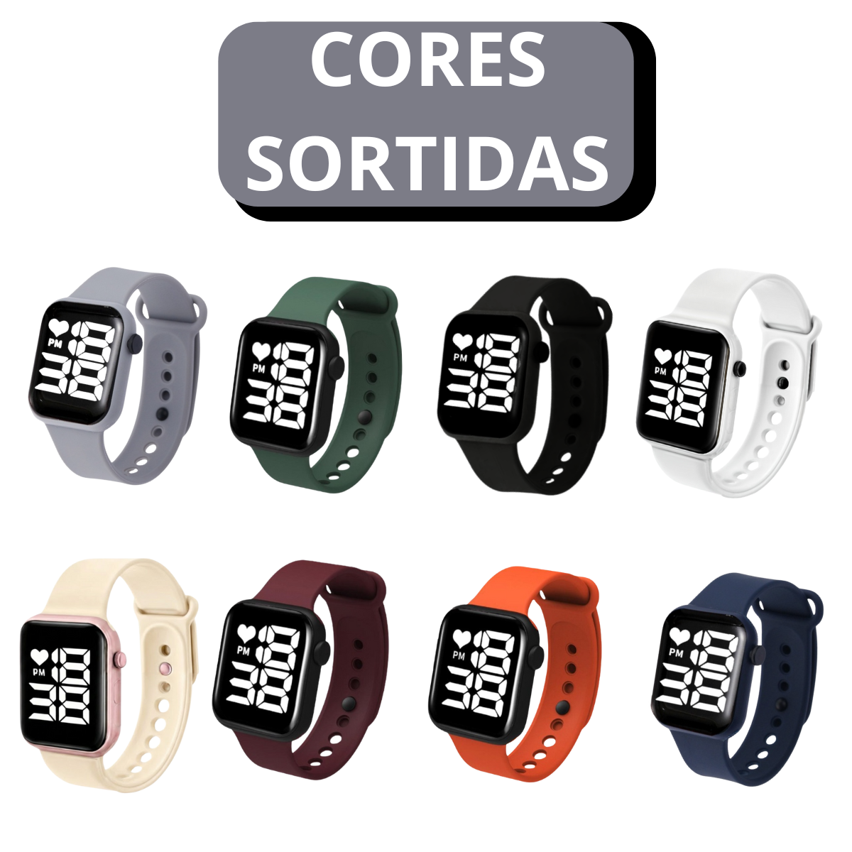 Relógio LED Digital Esportivo Silicone Cores Sortidas