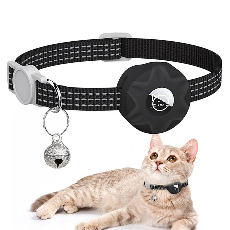 Coleira AirTag para Gato com Guizo Refletiva Ajustável
