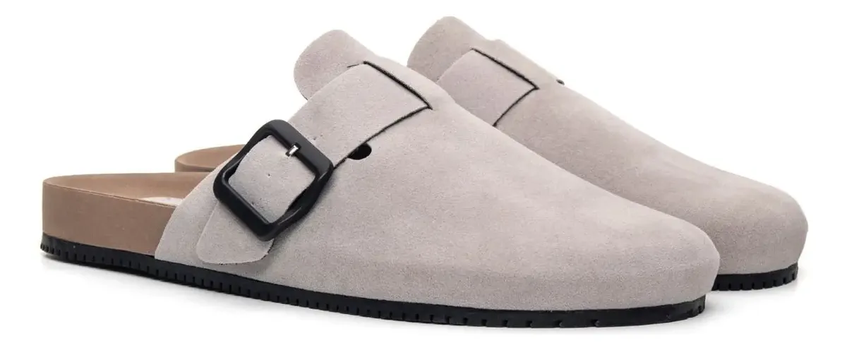 Mule Birken Couro Camurça Conforto Premium
