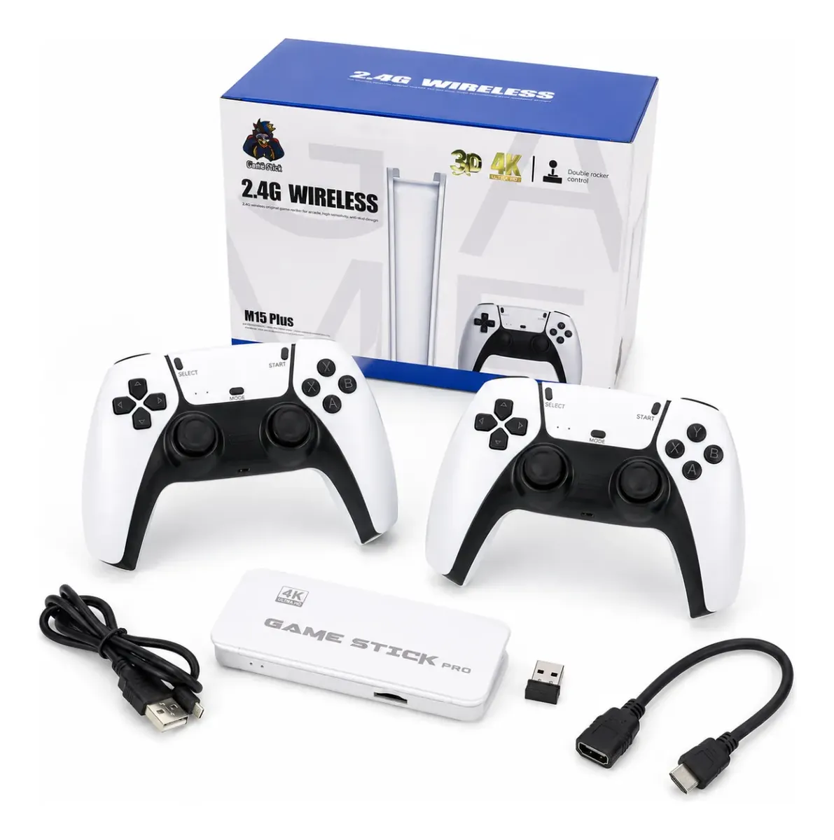 Vídeo Game Stick 4K M15 Plus 2 Controles Wireless