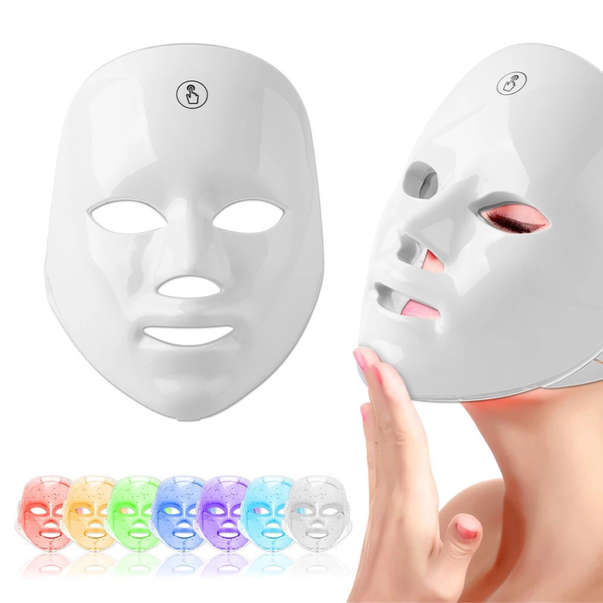 Máscara LED Facial 7 Cores Fototerapia Rejuvenescedora